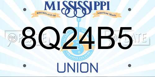 8Q24B5 Mississippi License Plate
