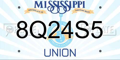 8Q24S5 Mississippi License Plate