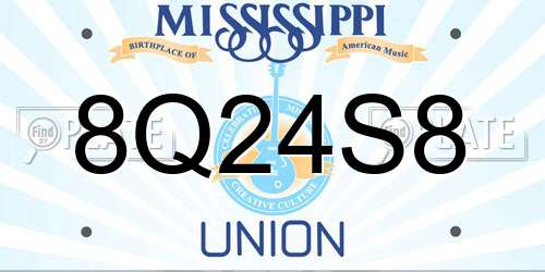 8Q24S8 Mississippi License Plate