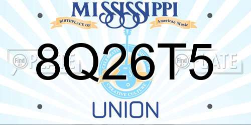 8Q26T5 Mississippi License Plate