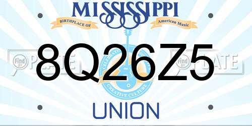 8Q26Z5 Mississippi License Plate