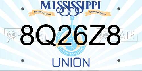 8Q26Z8 Mississippi License Plate