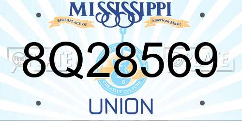 8Q28569 Mississippi License Plate