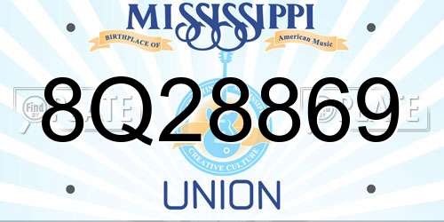 8Q28869 Mississippi License Plate