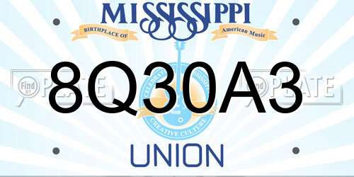 8Q30A3 Mississippi License Plate