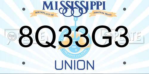 8Q33G3 Mississippi License Plate