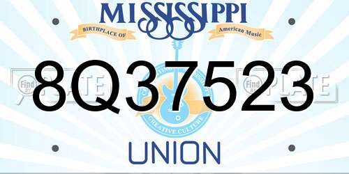 8Q37523 Mississippi License Plate