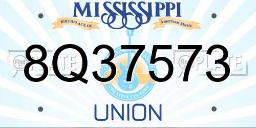 8Q37573 Mississippi License Plate