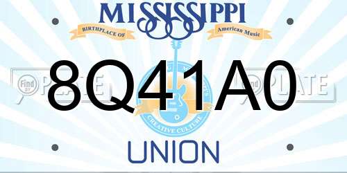 8Q41A0 Mississippi License Plate