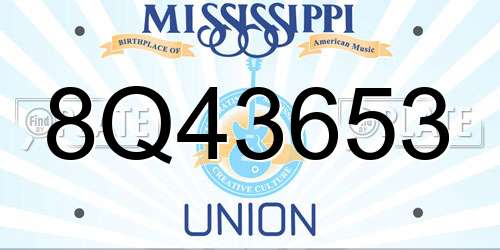 8Q43653 Mississippi License Plate