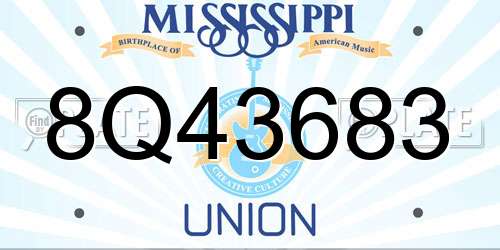 8Q43683 Mississippi License Plate