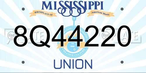 8Q44220 Mississippi License Plate