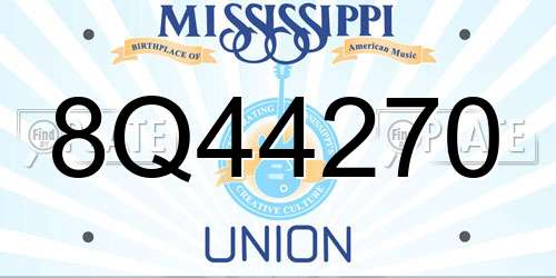 8Q44270 Mississippi License Plate