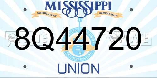 8Q44720 Mississippi License Plate