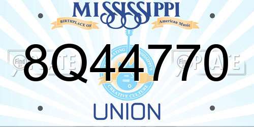 8Q44770 Mississippi License Plate