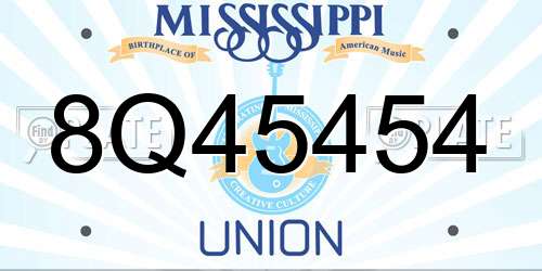 8Q45454 Mississippi License Plate