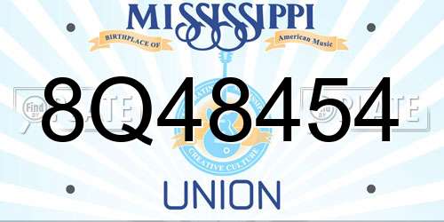 8Q48454 Mississippi License Plate