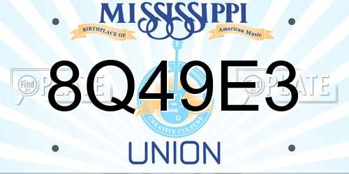 8Q49E3 Mississippi License Plate