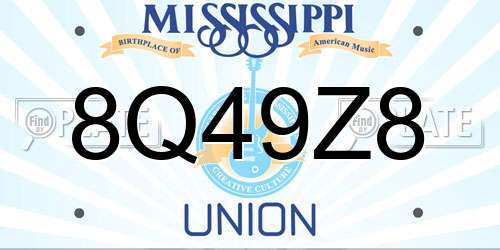8Q49Z8 Mississippi License Plate