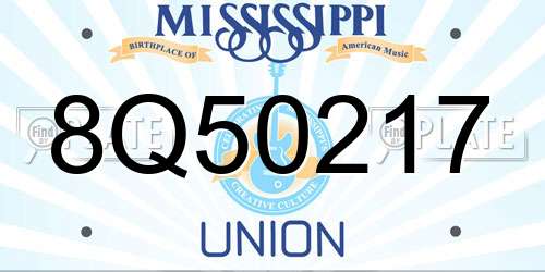 8Q50217 Mississippi License Plate