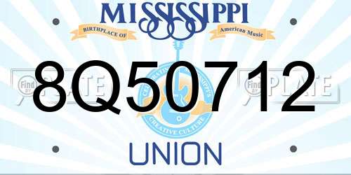 8Q50712 Mississippi License Plate