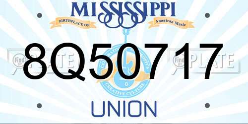 8Q50717 Mississippi License Plate