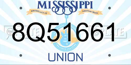 8Q51661 Mississippi License Plate