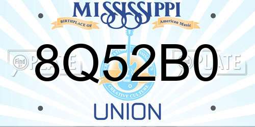 8Q52B0 Mississippi License Plate