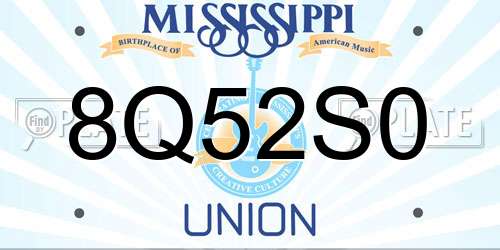 8Q52S0 Mississippi License Plate