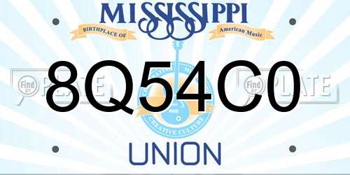 8Q54C0 Mississippi License Plate