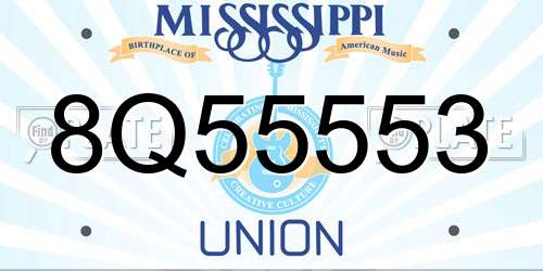 8Q55553 Mississippi License Plate