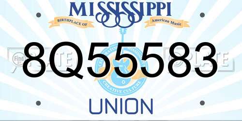 8Q55583 Mississippi License Plate