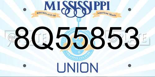 8Q55853 Mississippi License Plate