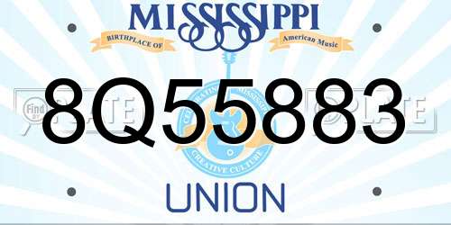 8Q55883 Mississippi License Plate