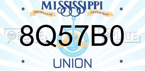 8Q57B0 Mississippi License Plate