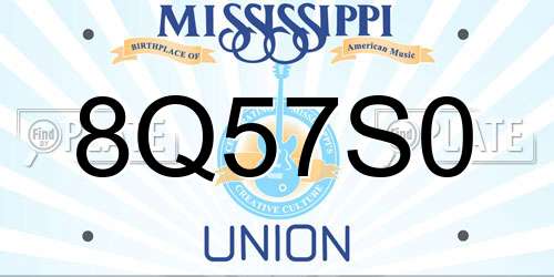 8Q57S0 Mississippi License Plate
