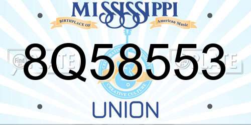 8Q58553 Mississippi License Plate