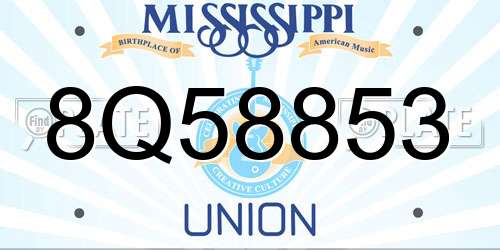 8Q58853 Mississippi License Plate