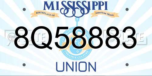 8Q58883 Mississippi License Plate