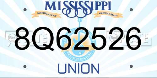 8Q62526 Mississippi License Plate