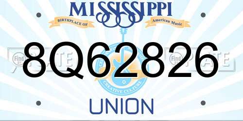 8Q62826 Mississippi License Plate