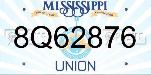 8Q62876 Mississippi License Plate