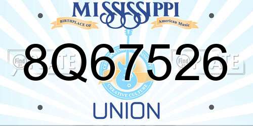 8Q67526 Mississippi License Plate