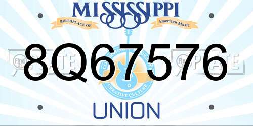 8Q67576 Mississippi License Plate