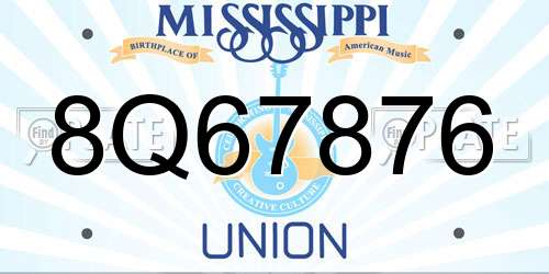 8Q67876 Mississippi License Plate