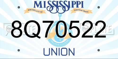 8Q70522 Mississippi License Plate