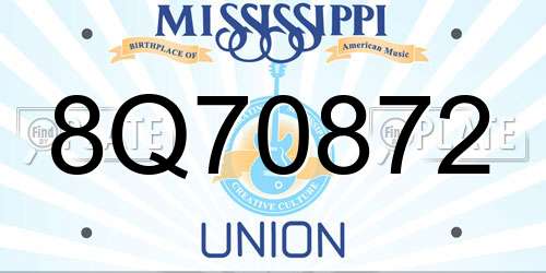 8Q70872 Mississippi License Plate