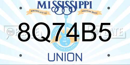 8Q74B5 Mississippi License Plate