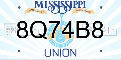 8Q74B8 Mississippi License Plate