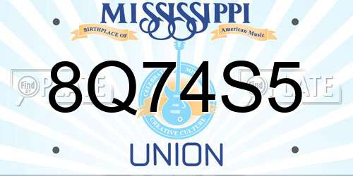 8Q74S5 Mississippi License Plate